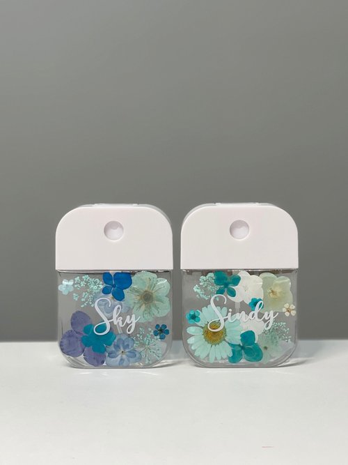 扎物房 【DIY押花噴霧瓶-藍天款】自訂名字 客製化 消毒瓶 防疫用品