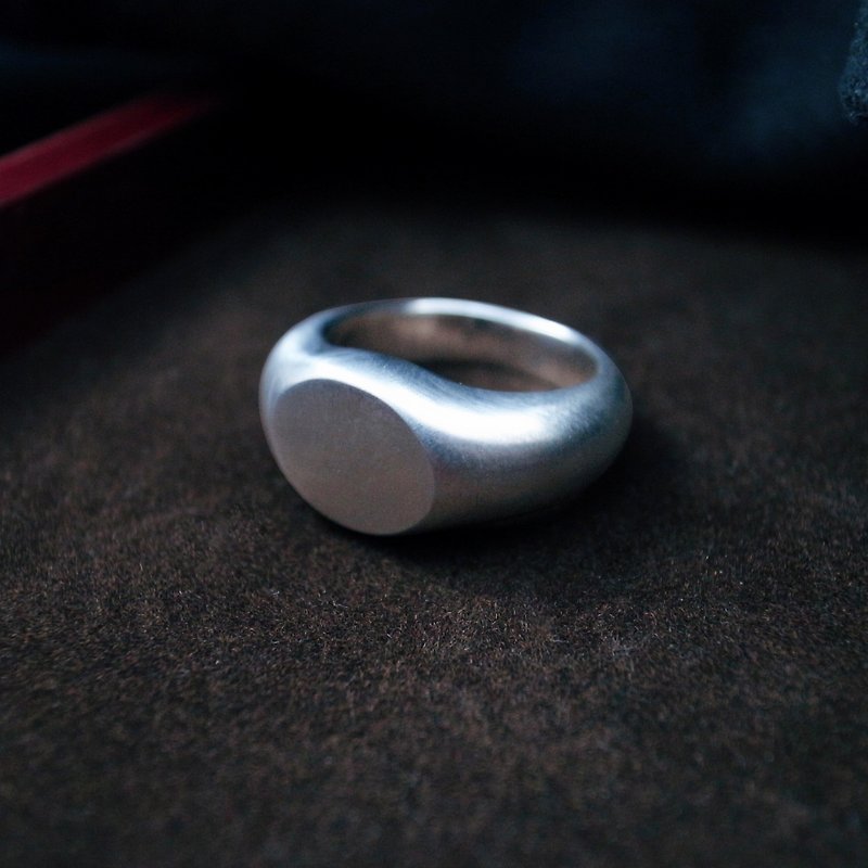大版型英倫素面925純銀戒指(鏡面/霧面)(單只)圖章戒情侶對戒 - 戒指 - 純銀 銀色