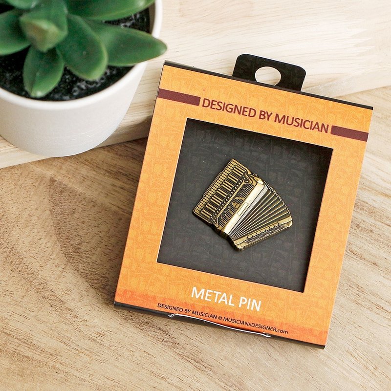 MD 迷你樂器別針 手風琴 accordion - 胸針 - 其他金屬 金色
