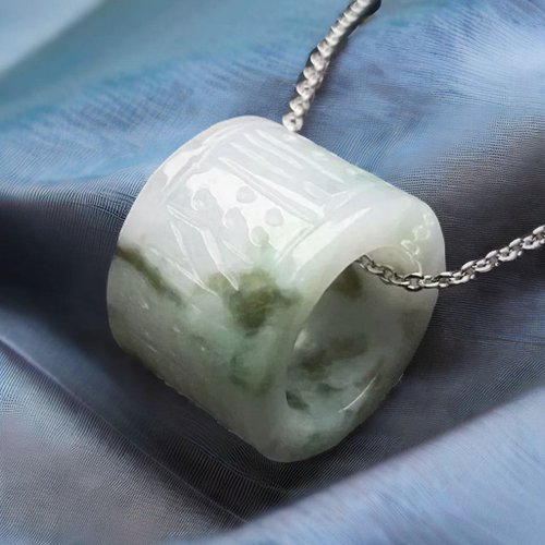 瓔珞珠寶盒 E.L.Jewelry Box 【萬事亨通】飄綠花翡翠雕花路路通項鍊 | 天然緬甸玉翡翠A貨 |