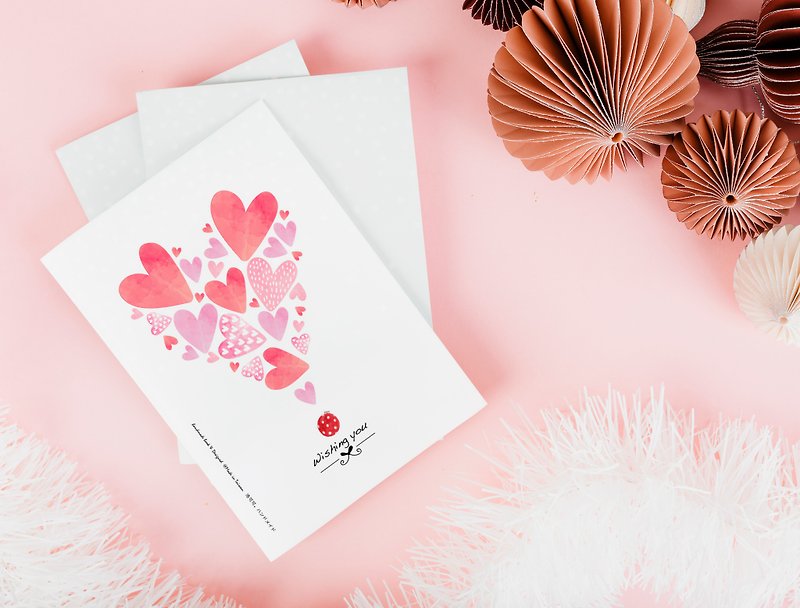 バレンタインデーハピネスハンドメイドポストカード-love【CM17129】封筒で作ったロココストロベリーハンド - カード・はがき - 紙 