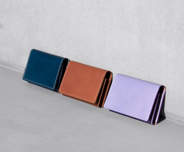 Colourful Leather Card Holder Wallet - Purple