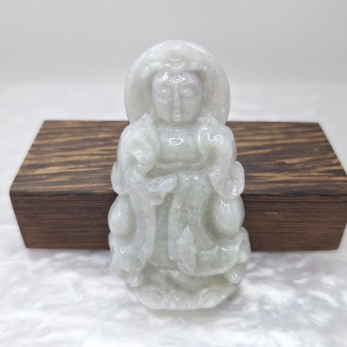 緣圓翡翠 冰潤紫羅蘭站姿觀音吊墜 | 天然緬甸玉A貨翡翠