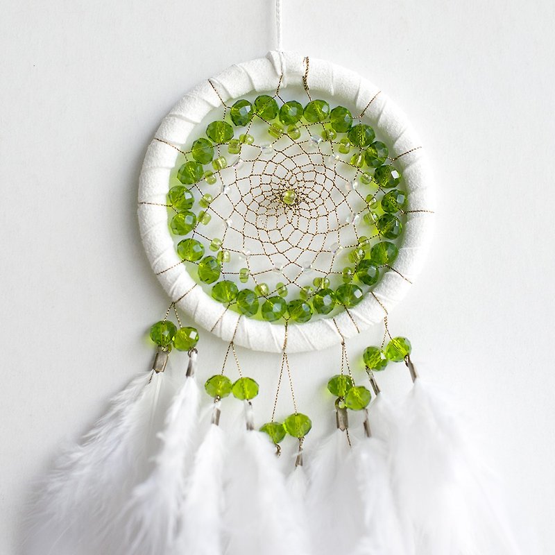 耀眼的草綠色(串珠設計)  -  捕夢網 8cm、交換禮物 - 其他 - 其他材質 綠色