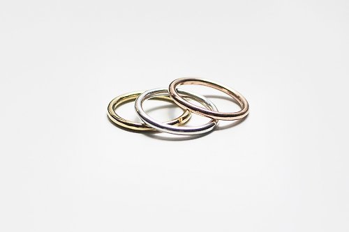 Strelitzia 天堂鳥 組合系列 - 率性三色三環粗圈戒指/銀與銅/ 聖誕禮物客製