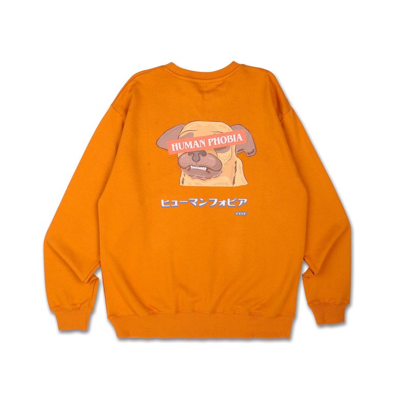 Social Phobia American Nostalgia Heavy Cotton Round Neck Long Sleeve Tshirt Series Orange - Women's Tops - Cotton & Hemp Orange