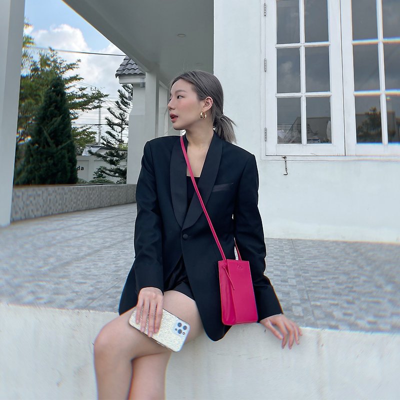 Mars, Leather Crossbody Bag in Shocking Pink - Other - Genuine Leather Pink