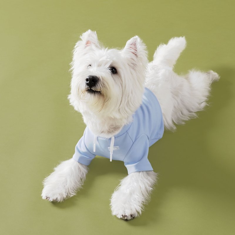 bump up Crop Hoodie, Blue Color, Dog Clothing, Cute Dog Clothes - ชุดสัตว์เลี้ยง - เส้นใยสังเคราะห์ สีน้ำเงิน
