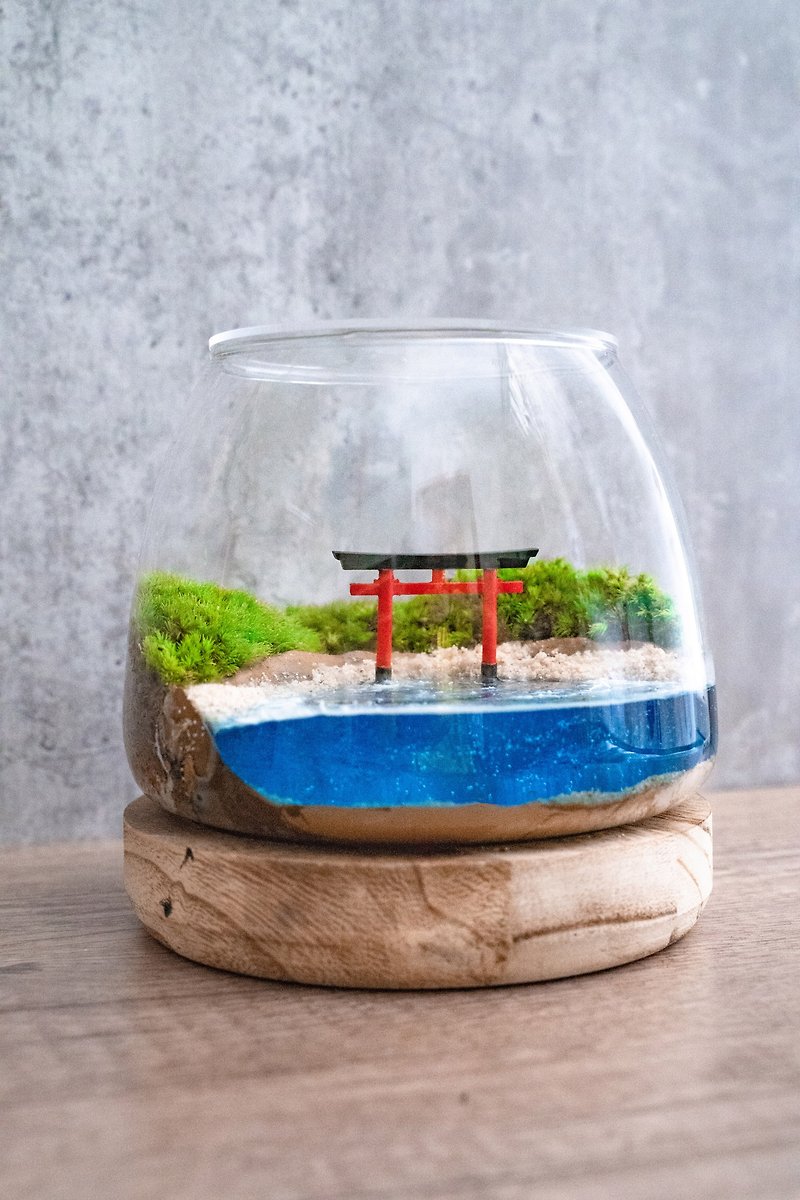 Torii and Sea Moss Eco Bottle - ตกแต่งต้นไม้ - พืช/ดอกไม้ สีเขียว