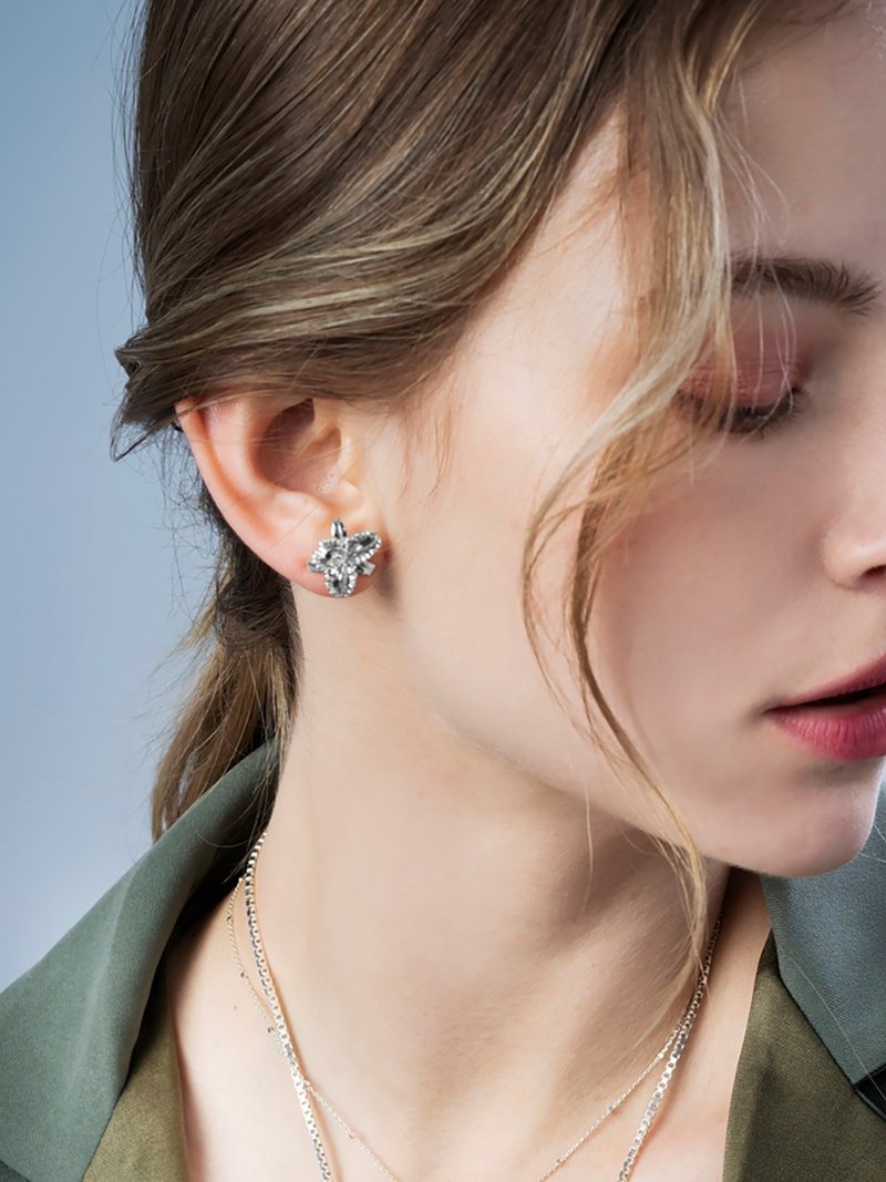 925スターリングシルバー カトレア イヤリング/ピアス SLOe16 - ピアス・イヤリング - スターリングシルバー 