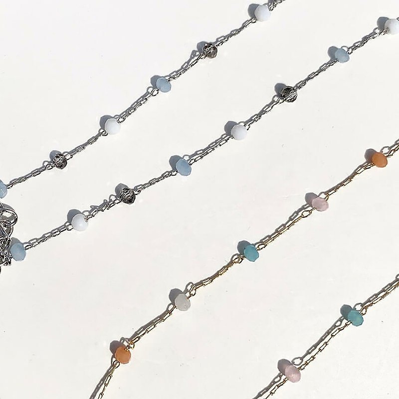 淡彩串珠細項鍊Thread beads Necklace - 項鍊 - 壓克力 多色