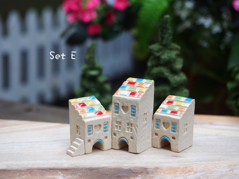 【特惠組】超可愛糖果小屋4件組-有EFGH四款可選擇 - 擺飾/家飾品 - 陶 多色