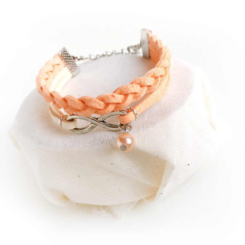 Handmade Double Braided Infinity Bracelets – orange limited - Bracelets - Other Materials Orange