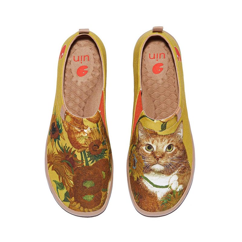 【Uin】Spanish original design | sunflower and cat painted casual women's shoes - Women's Casual Shoes - Other Materials Multicolor