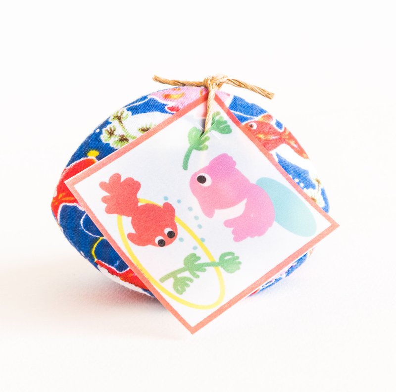 Goldfish  (金魚) Handmade Coin Purse. Ocean blue Kingyo. - 零錢包/小錢包 - 棉．麻 藍色