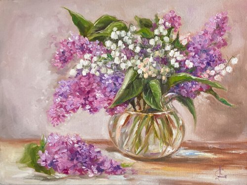 ライラックの花の絵\油絵\壁画\花束の絵 - ショップ Soulart ウォール