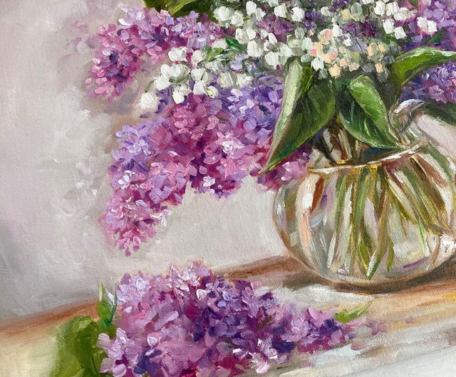 ライラックの花の絵\油絵\壁画\花束の絵 - ショップ Soulart ウォール