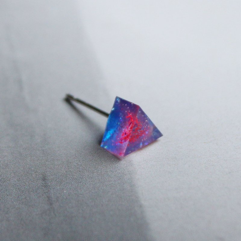 Triangle Earrings ▽ 615 / Instant Crush ▽ Single Stud  /  transparent resin / glitter - Earrings & Clip-ons - Plastic Blue