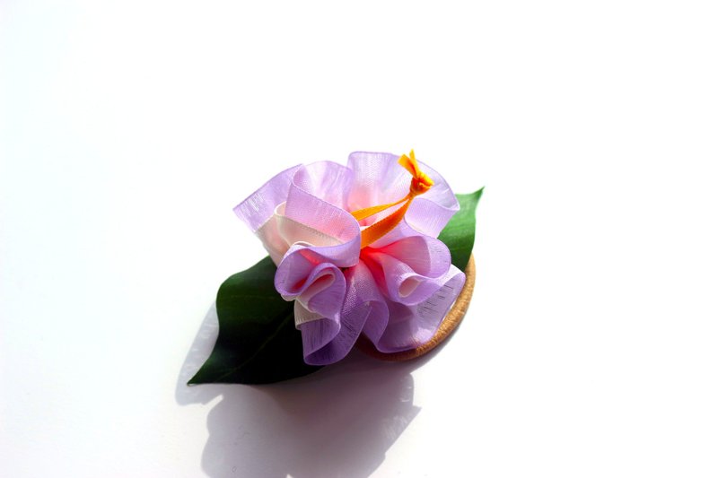 三用款木槿花飾品 髮圈 手環 烏克麗麗裝飾 夏日熱帶風情手工 - 髮夾/髮圈 - 棉．麻 紫色