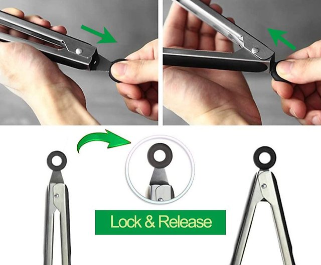 diseno diseno Stainless Steel Locking Tongs with Silicone Tips