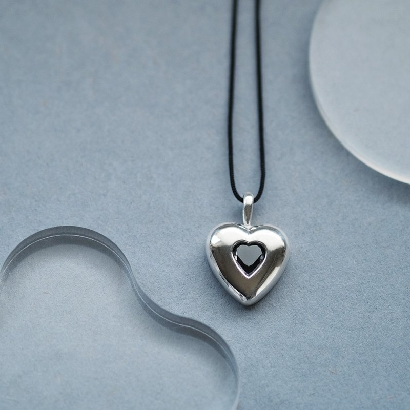 Sapphire heart cord necklace in Silver 925 - Necklaces - Other Metals Silver