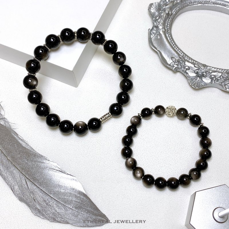 [Obsidian Family] Silver Stone Couple Model - Bracelets - Crystal Black