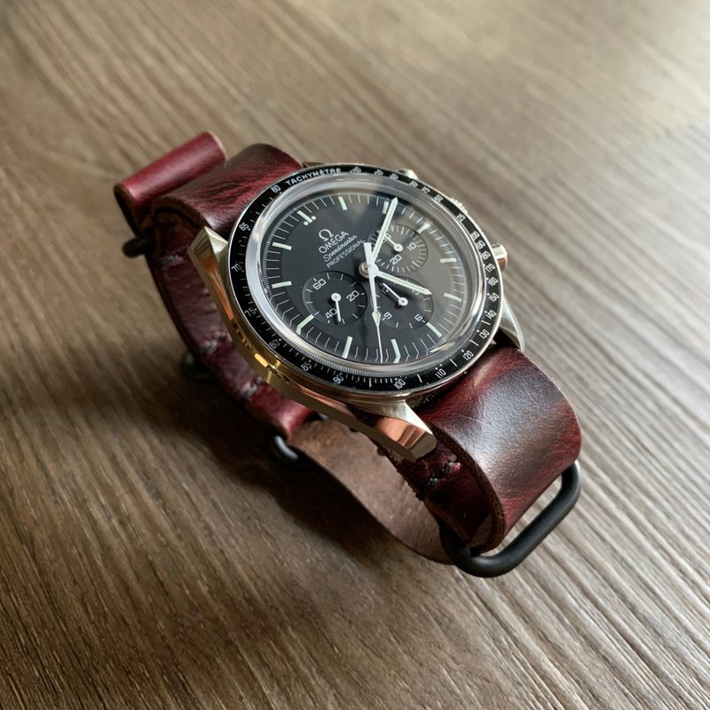 Horween Chromexcel 馬皮 NATO錶帶 錶帶訂製 皮革錶帶 北約錶帶 - 錶帶 - 真皮 黑色