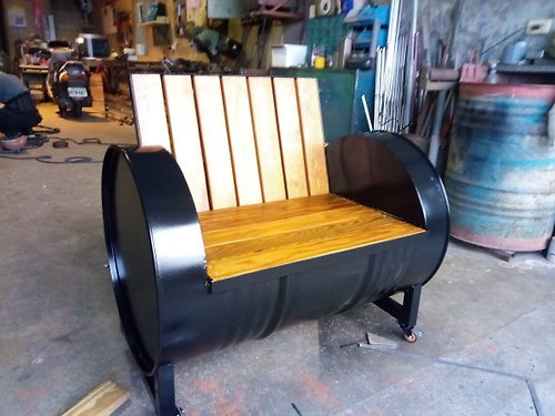 鉄市設計 創作分享-工業風單人座mini油桶椅