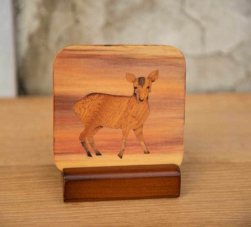 Inlaid Craft Coaster-Taiwan Forest Animal Series-Taiwan Mountain Qiang - Coasters - Wood Orange