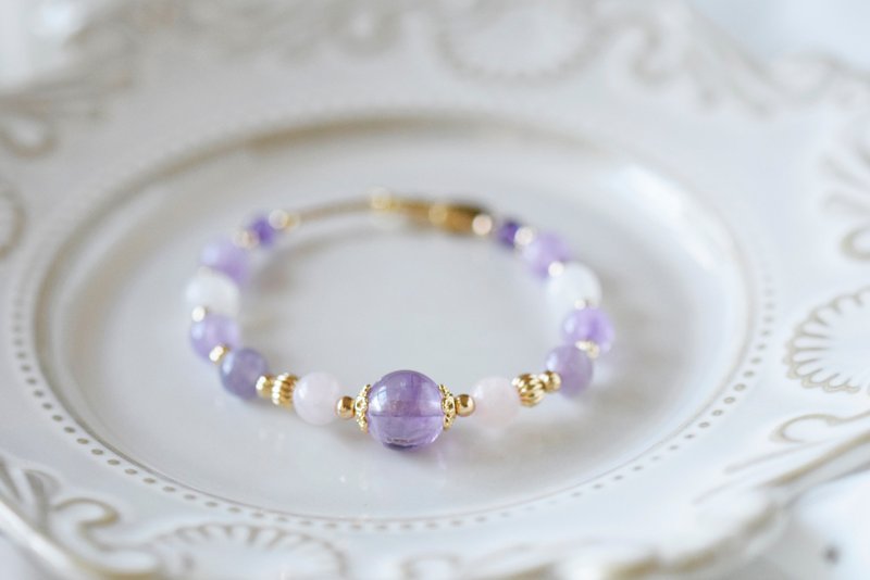 Tears of Mermaid。Amethyst Rose Quartz Moonstone Crystal Gemstone Bracelet - Bracelets - Crystal 