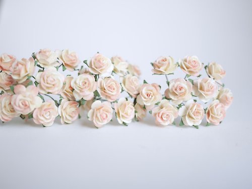 makemefrompaper Paper Flower, 100 pcs., DIY supplies rose size1.5 cm., ivory brush orange color.