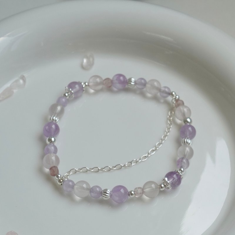 Happiness/Lavender Amethyst Rose Quartz Strawberry Quartz/Customized Crystal Bracelet - Bracelets - Crystal 