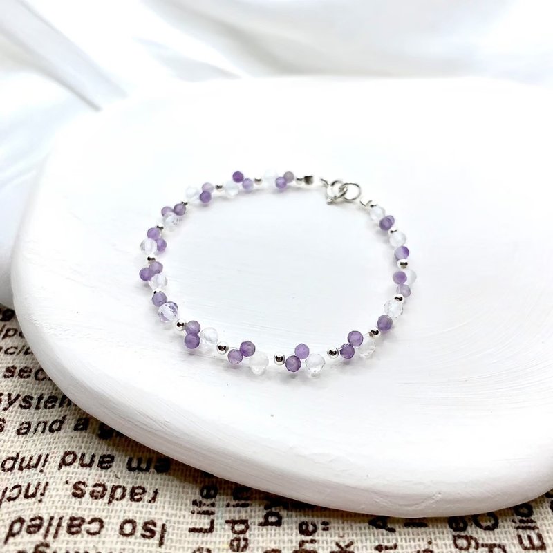 [Lavender Forest] Amethyst White Crystal Crystal Bracelet Crystal Bracelet Bracelet Goddess Crystal - Bracelets - Crystal Purple