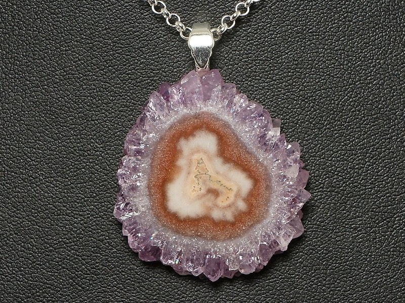 Amethyst Stalactite Slice Purple Lilac Lavender Ultra Violet Pendant Necklace - 項鍊 - 寶石 紫色