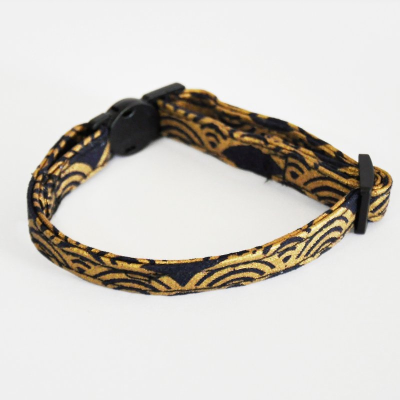 Cat collar Japanese style gold fan cat safety collar - ปลอกคอ - ผ้าฝ้าย/ผ้าลินิน สีทอง