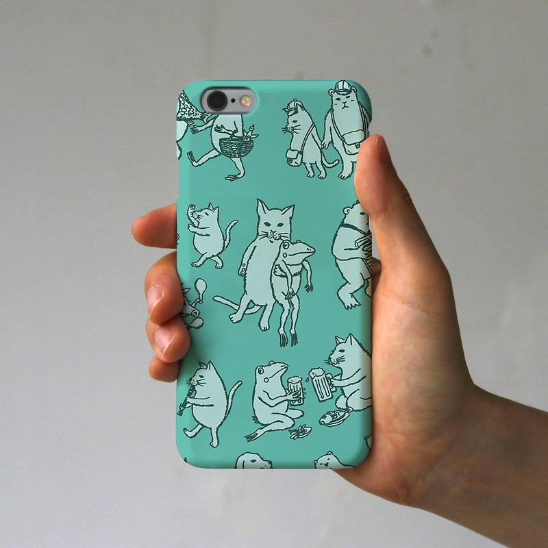 iPhoneケース　猫たち（ミント） - 手機殼/手機套 - 塑膠 綠色