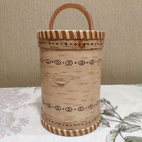 Birch bark Birch bark box, birch bark canister, tea box