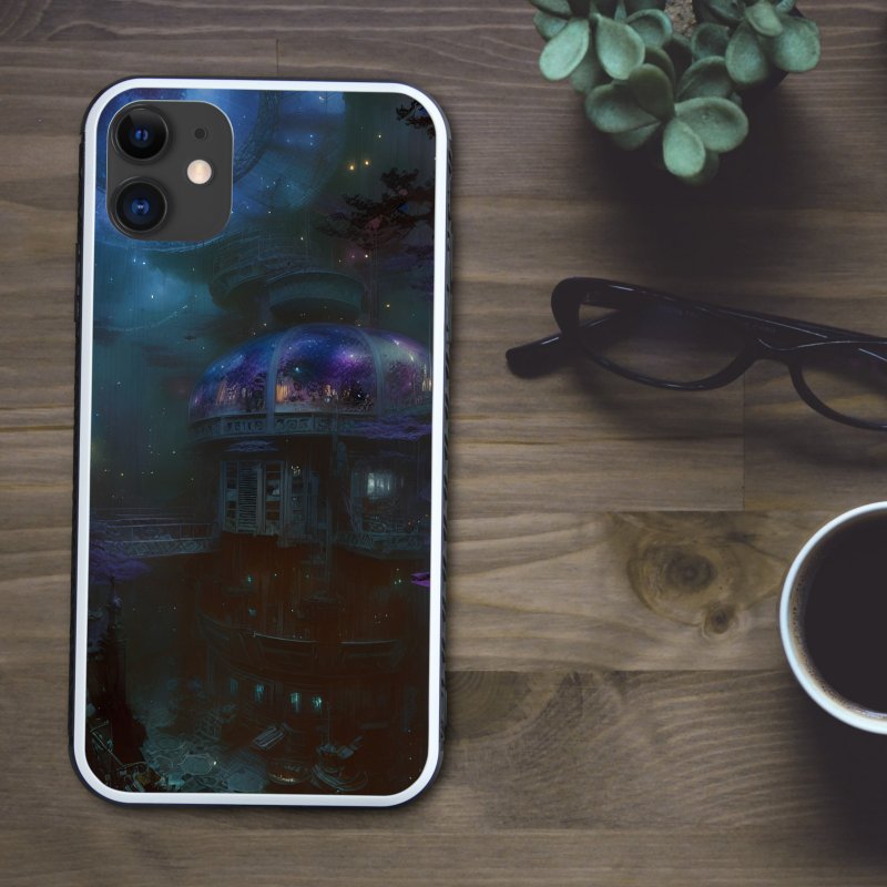 神秘的で宇宙のようなUFOの深海基地が美しい スマホケース【強化ガラス仕上げ】iPhone16 対応 - 手機殼/手機套 - 塑膠 多色