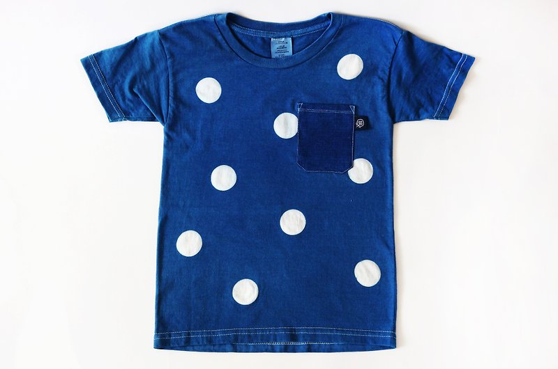 天然藍染幼兒T恤(短袖)系列-點點 - 其他 - 棉．麻 藍色