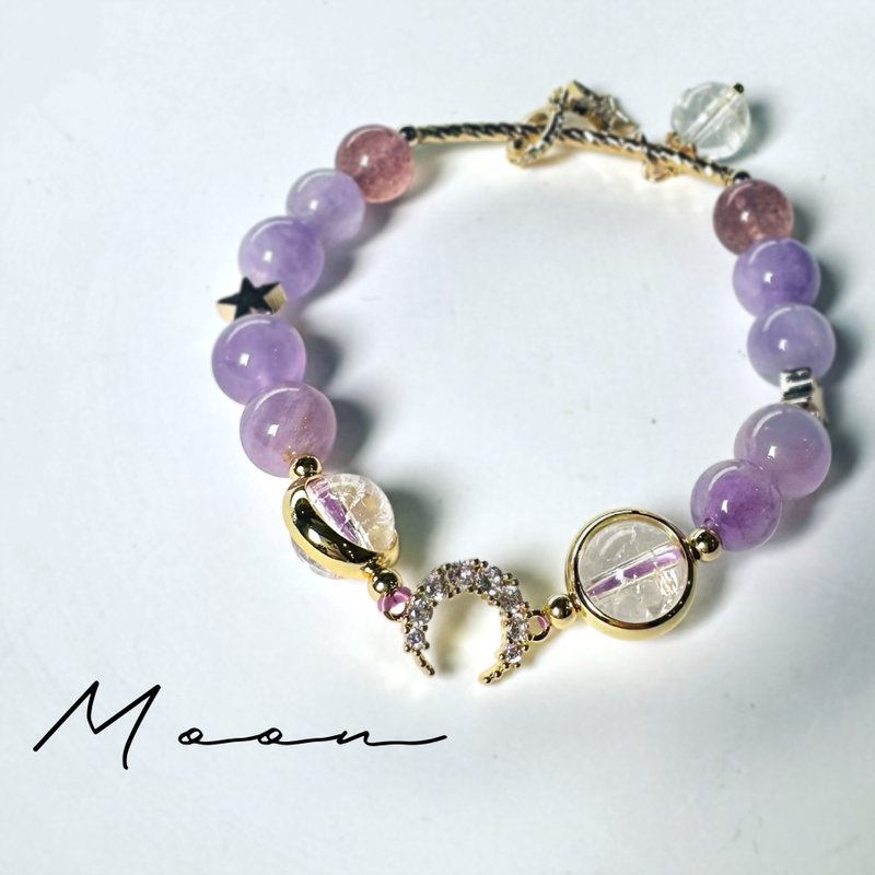 眾星捧月.C033 薰衣草紫水晶 草莓晶 - 手鍊/手環 - 水晶 