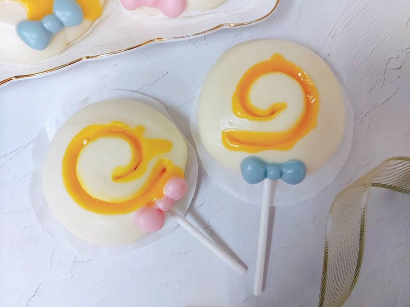 Cheerful蝴蝶結起司牛奶饅頭 棒棒糖饅頭 婚禮小物 慶生派對 6入 - 麵包/吐司 - 新鮮食材 多色