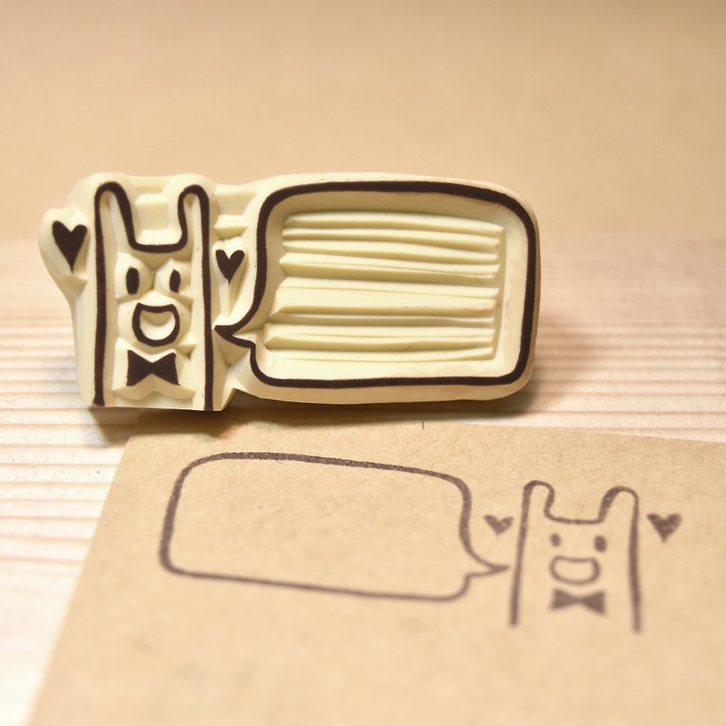 裝飾對話框<細菌兔> 手工橡皮印章 - 印章/印台 - 橡膠 卡其色