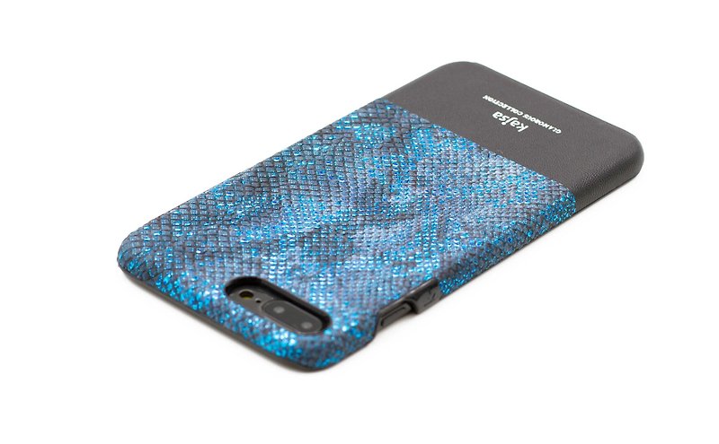 真皮 手機殼/手機套 藍色 - 蛇紋系列單蓋手機保護殼 藍