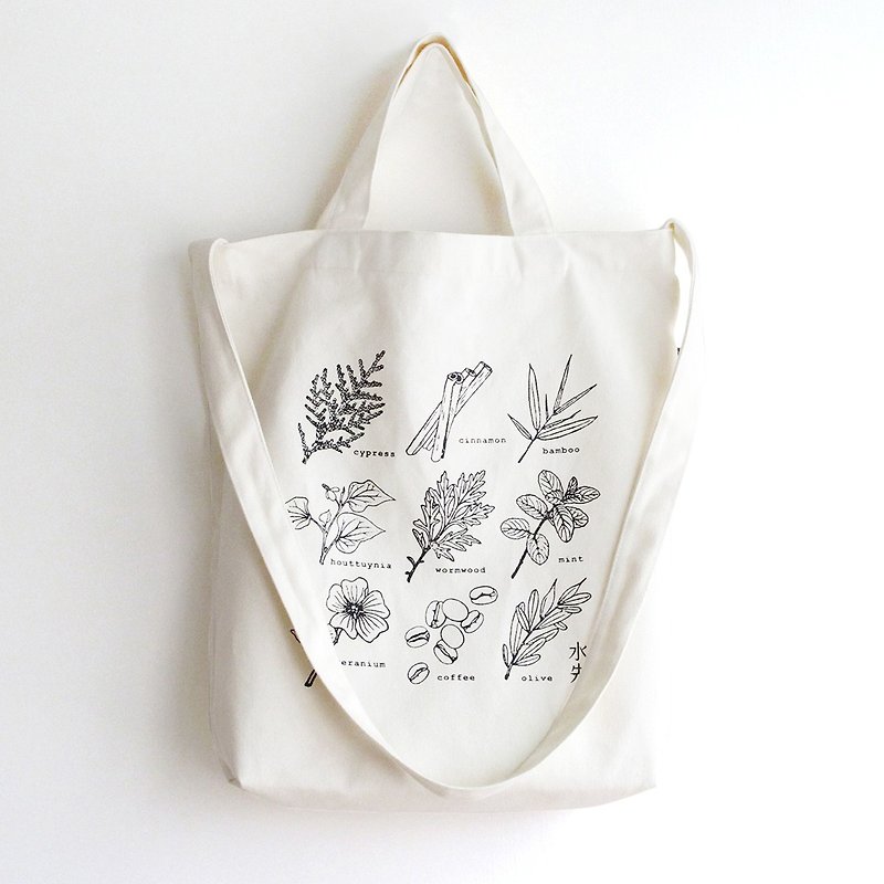 Photosynthesis-Canvas bag - กระเป๋าแมสเซนเจอร์ - ผ้าฝ้าย/ผ้าลินิน ขาว
