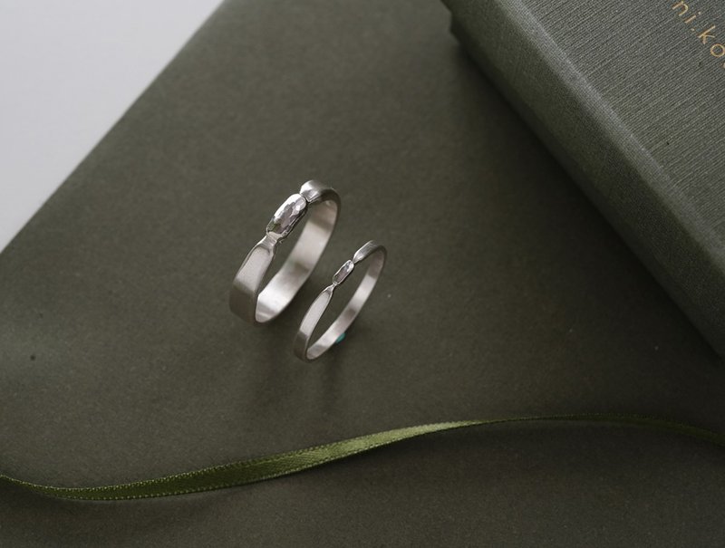 ni.kou スターリングシルバー 真心 宝石風 結婚指輪 カップルリング ペアリング - ペアリング - 金属 