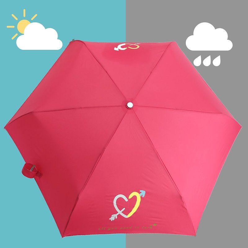 [Taiwan's Creative Rain's talk] Declaration of love discoloration anti-UV fold umbrella - ร่ม - วัสดุกันนำ้ สีแดง