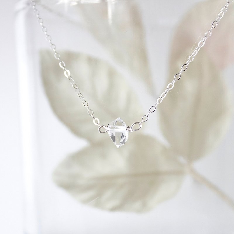 Handmade Simple Herkimer Diamond Necklace, Crystal Necklace, Ready to Ship - สร้อยคอ - โลหะ สีเงิน