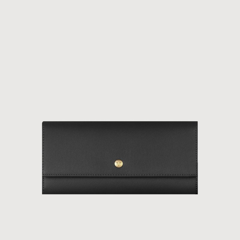 [Free upgrade gift packaging] Alice 12-card two-fold long clip-black/VA137W022BK - Wallets - Genuine Leather Black