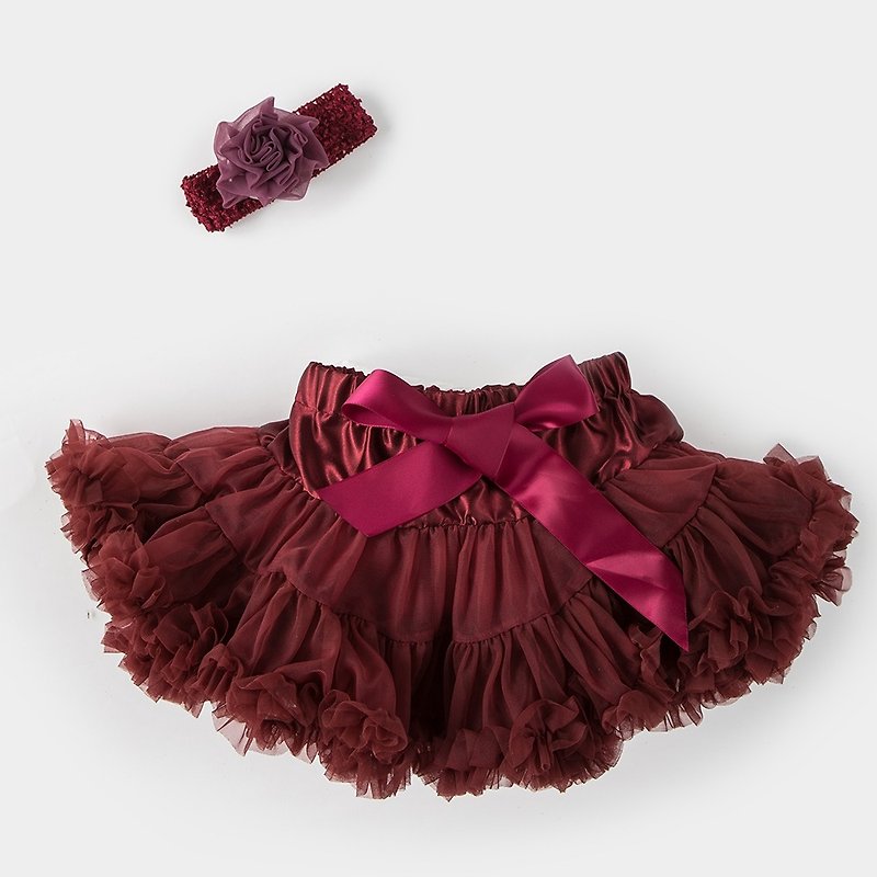 Good day blossoming baby girl chiffon tutu skirt-slightly boozy burgundy - Skirts - Nylon Red