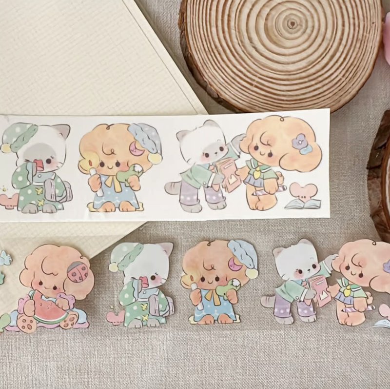 Tiny love PET 和紙膠帶 台灣製 10米卷 - 紙膠帶/和紙/PET - 其他材質 多色